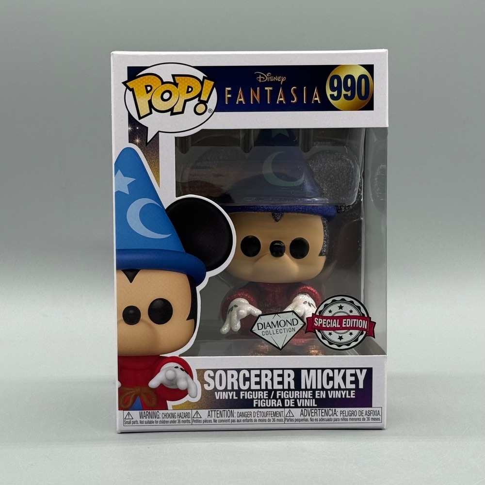 Funko Pop! Disney #990 Sorcerer Mickey Diamond Exclusive w/ Protector *Vaulted*